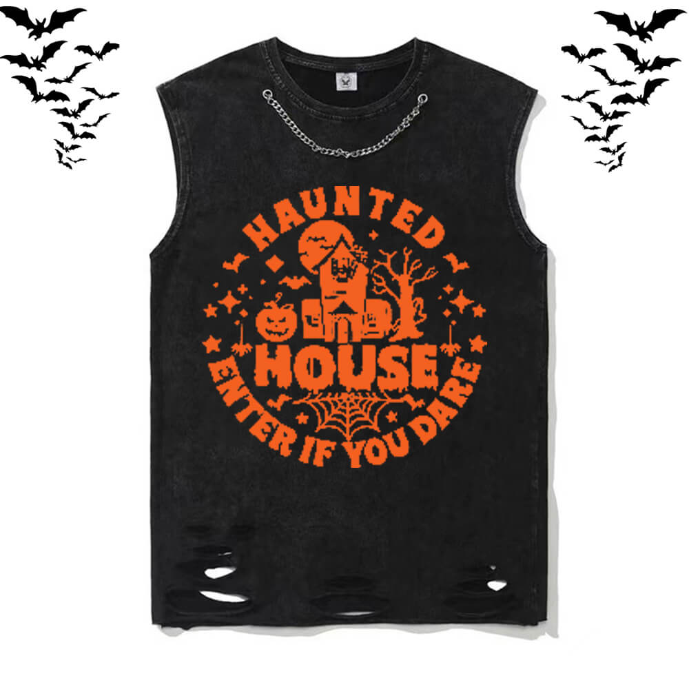 Halloween Funny Saying Vintage Washed T-shirt Vest Top | Gthic.com