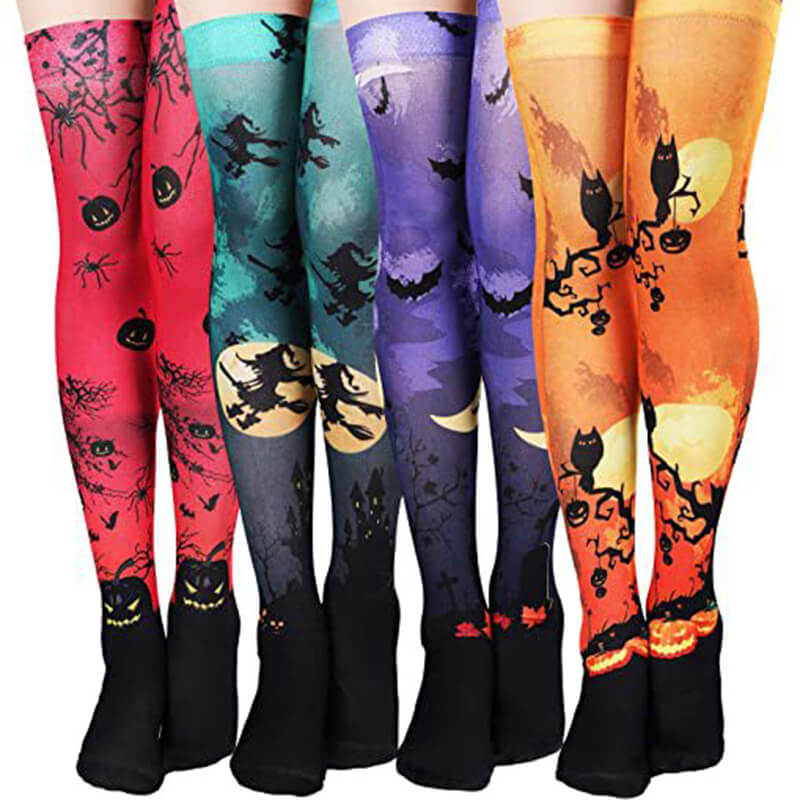 Halloween Ghost Pumpkin Bat Print Socks  | Gthic.com