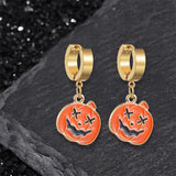 Halloween Ghost Pumpkin Stainless Steel Earrings 01 | Gthic.com