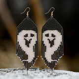 Halloween Hat Ghost Pumpkin Bat Rice Bead Earrings