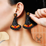 Halloween Hat Ghost Pumpkin Bat Rice Bead Earrings 02 | Gthic.com