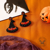 Halloween Hat Ghost Pumpkin Bat Rice Bead Earrings