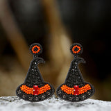 Halloween Hat Ghost Pumpkin Bat Rice Bead Earrings