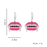 Halloween Pink Mouth Fangs Acrylic Earrings