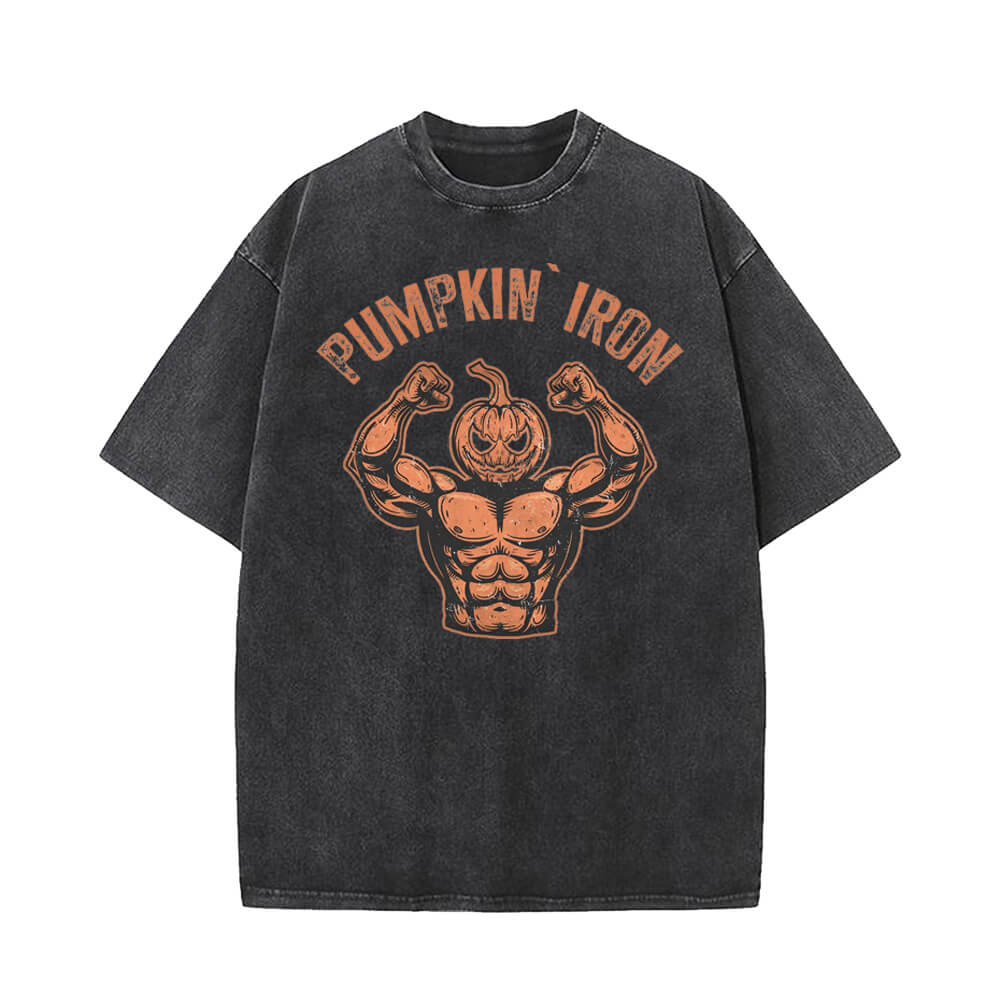 Halloween Pumpkin Iron Vintage Washed T-shirt Vest Top | Gthic.com