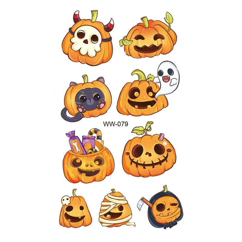 Halloween Pumpkin Skull Ghost Temporary Tattoo Stickers