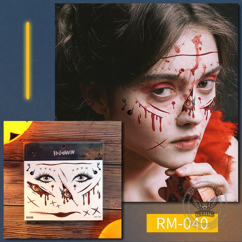 Halloween Realistic Horror Scar Temporary Tattoo Stickers