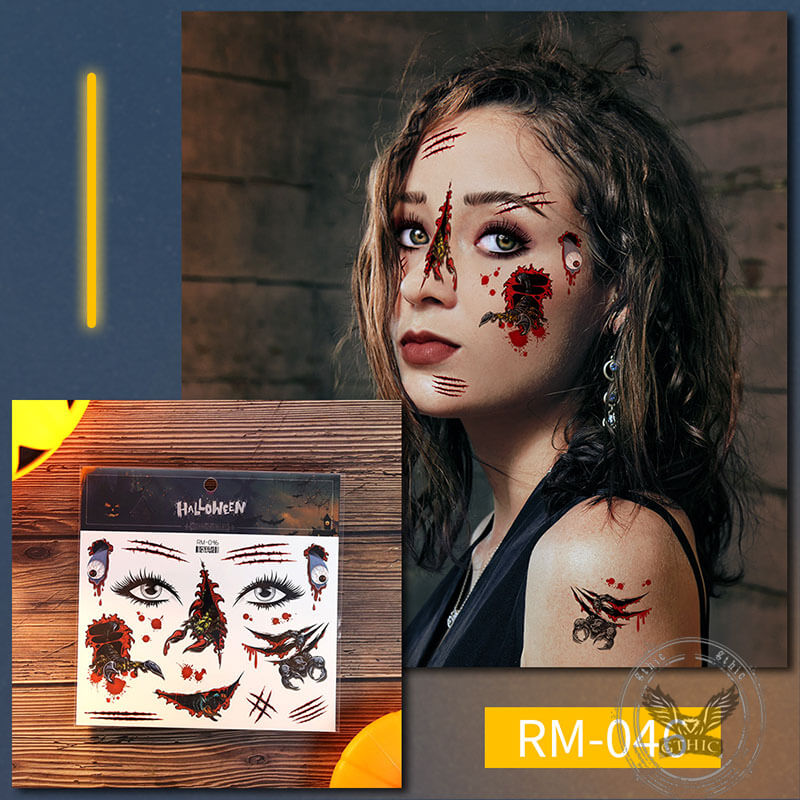 Halloween Realistic Horror Scar Temporary Tattoo Stickers