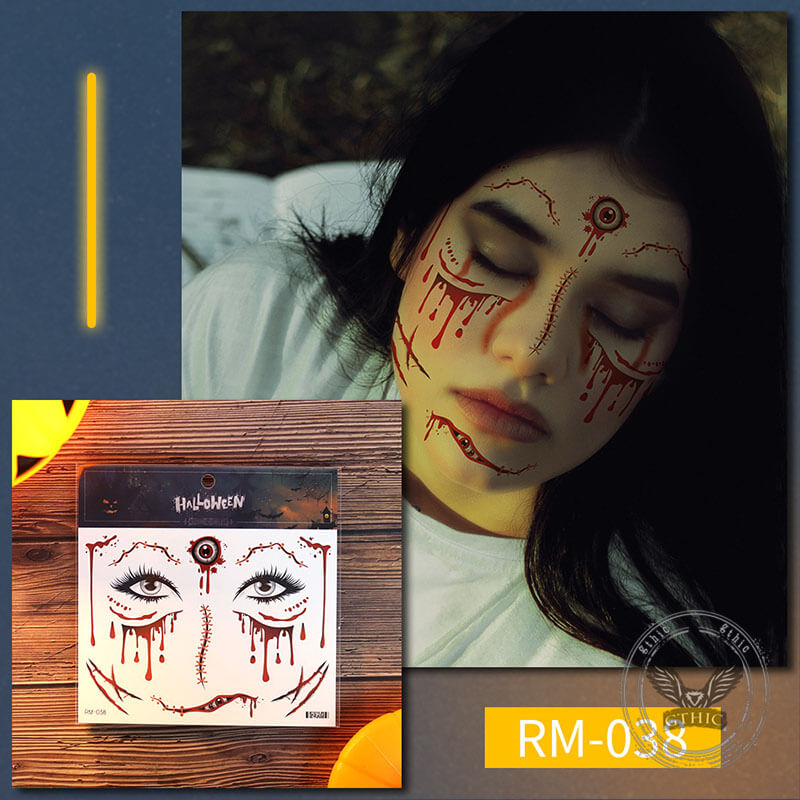 Halloween Realistic Horror Scar Temporary Tattoo Stickers