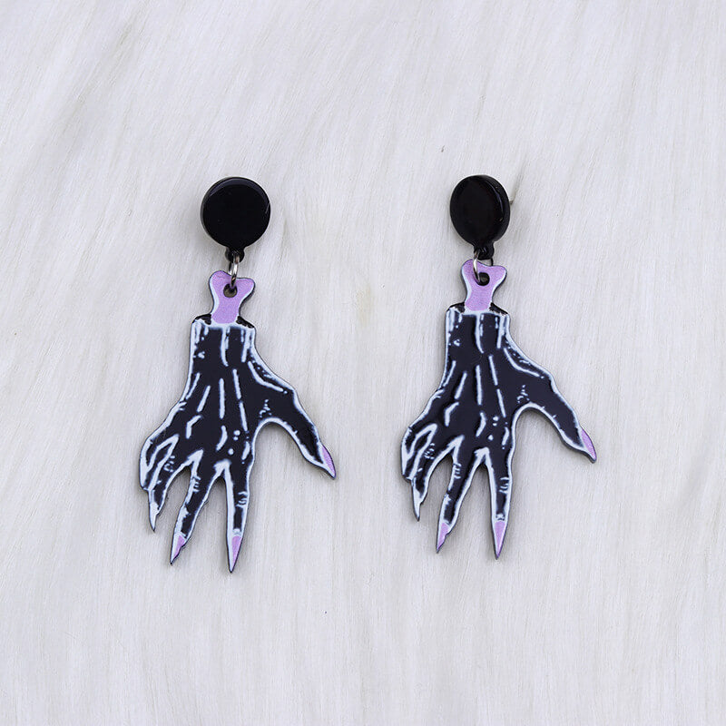 Halloween Skeleton Hands Acrylic Skull Earrings | Gthic.com