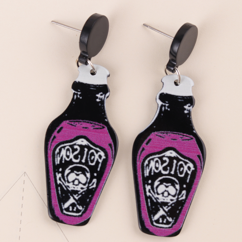 Pendientes de calavera acrílica con manos de esqueleto de Halloween