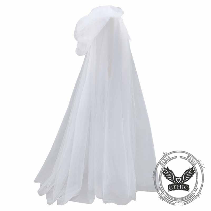 Halloween Witch Cosplay Mesh Long Hooded Cloak