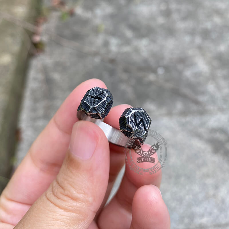 Hammered Pattern Runes Stainless Steel Open Ring – GTHIC
