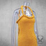 Hand-Woven Rope Strap Fringe-Hem Mini Dress | Gthic.com