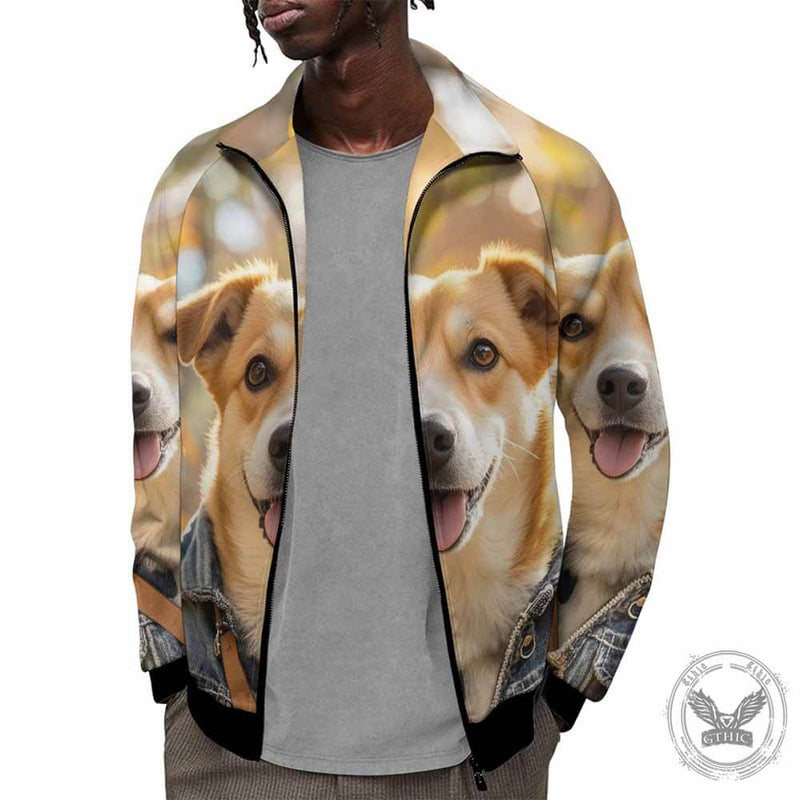 Fall Happy Puppy Collar Zip-Up Jacket | Gthic.com