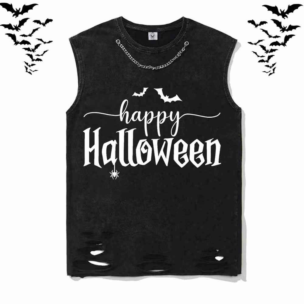 Happy Halloween Vintage Washed T-shirt Vest Top | Gthic.com