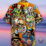Hawaii Poker Card Dice Polyester Skull Shirt | Gthic.com