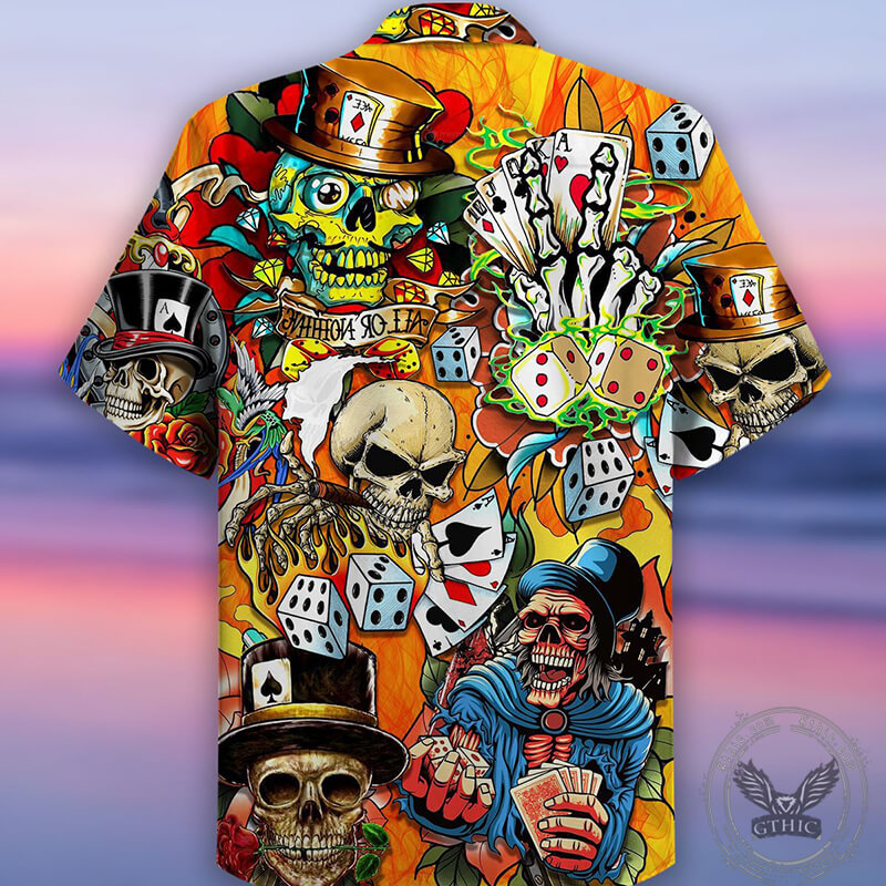 Hawaii Poker Card Dice Polyester Skull Shirt | Gthic.com