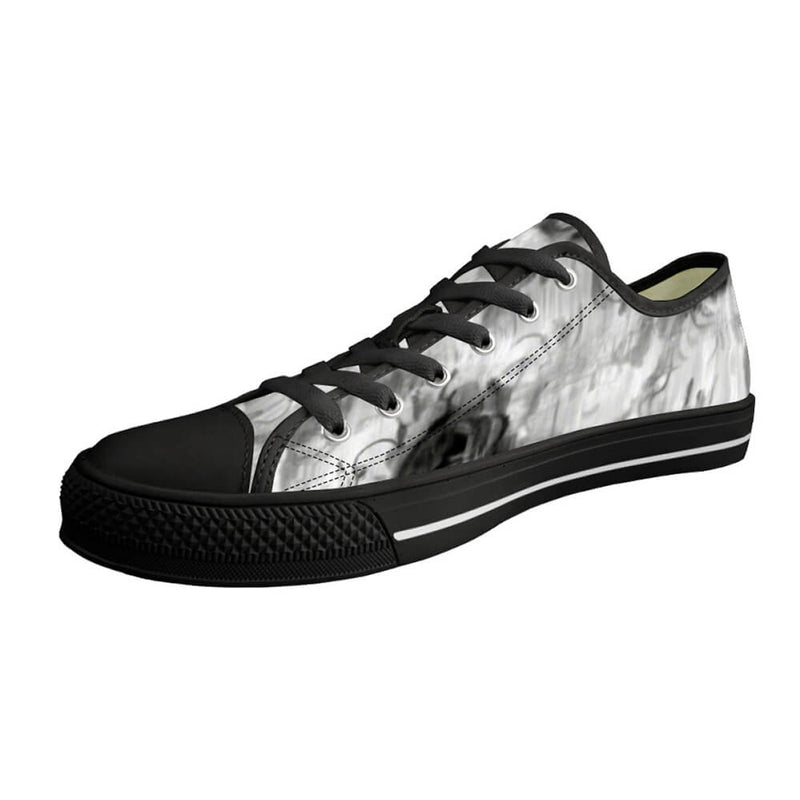 Hazy Black Flowers Print Canvas Shoes