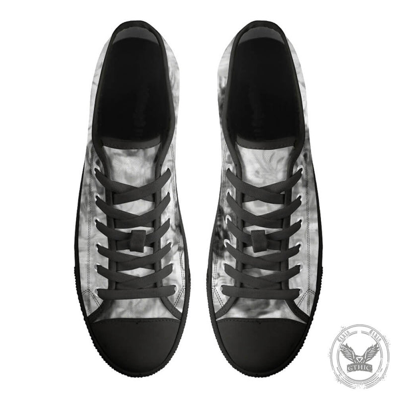 Hazy Black Flowers Print Canvas Shoes