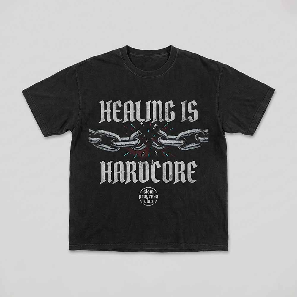 Healing Is Hardcore Broken Chains Vintage Washed T-shirt | Gthic.com