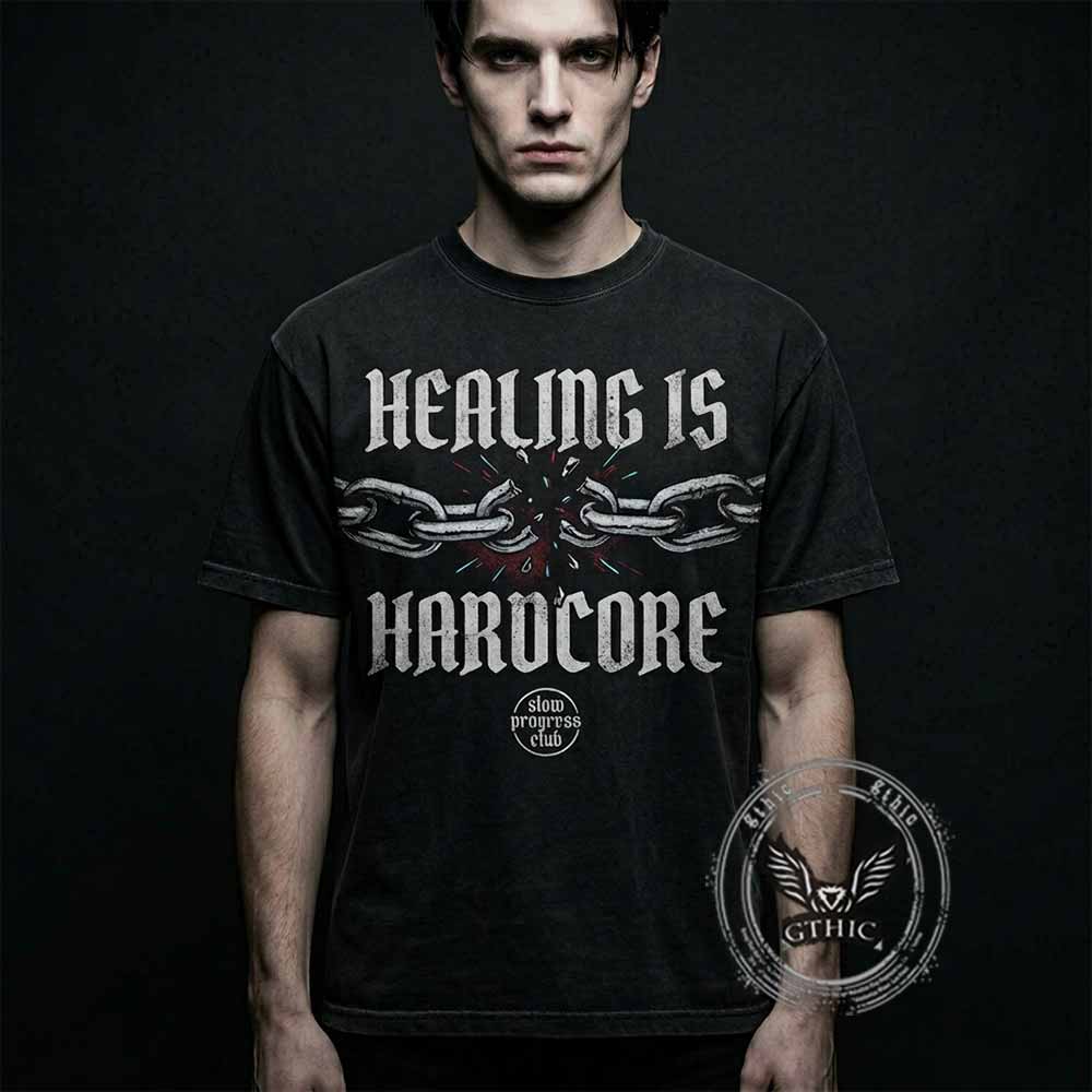 Healing Is Hardcore Broken Chains Vintage Washed T-shirt | Gthic.com