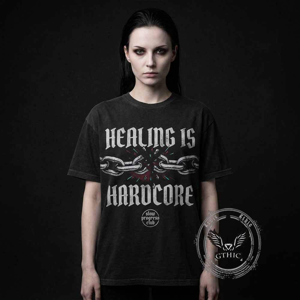 Healing Is Hardcore Broken Chains Vintage Washed T-shirt | Gthic.com