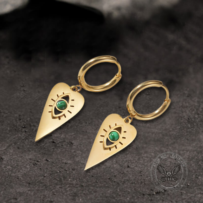 Heart-shaped Evil Eye Stainless Steel Earrings | Gthic.com