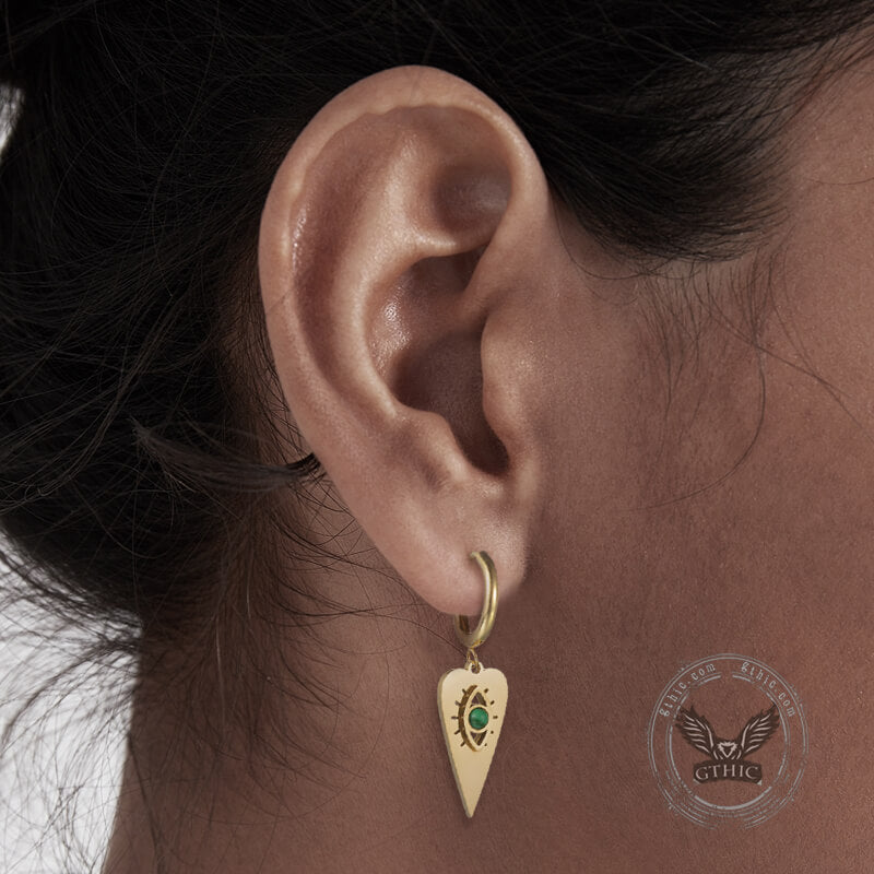 Pendientes de acero inoxidable con forma de corazón de mal de ojo