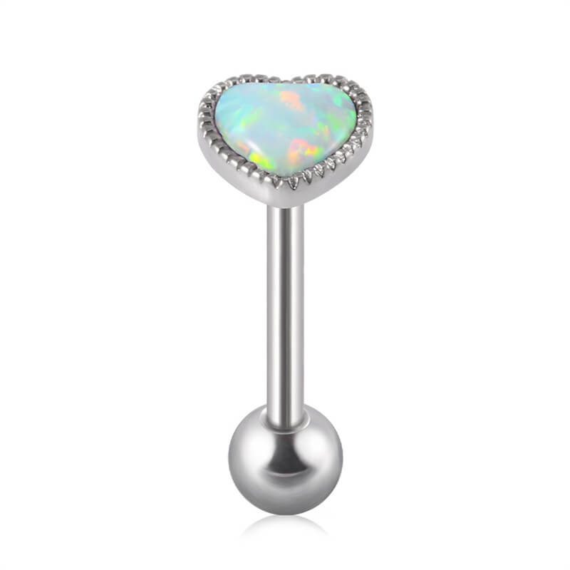 Heart-shaped Opal Stainless Steel Tongue Ring
