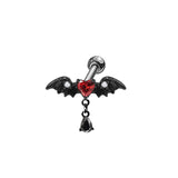Heart-Shaped Wings Stainless Steel Piercing Earrings | Gthic.com
