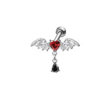 Heart-Shaped Wings Stainless Steel Piercing Earrings | Gthic.com