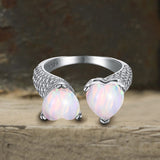 Heart Opal Sterling Silver Adjustable Ring