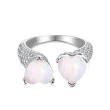 Heart Opal Sterling Silver Adjustable Ring