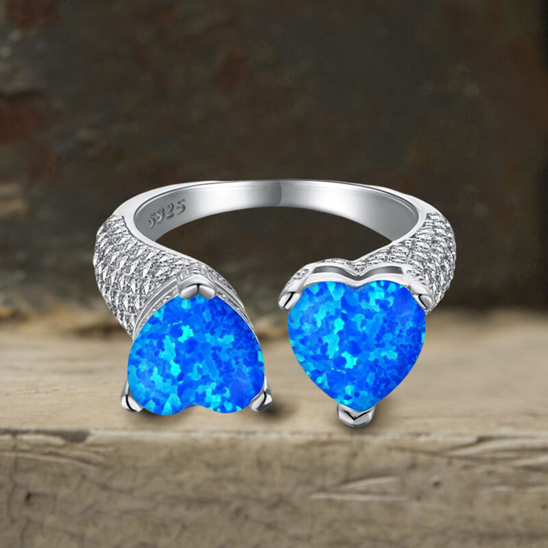 Heart Opal Sterling Silver Adjustable Ring | Gthic.com