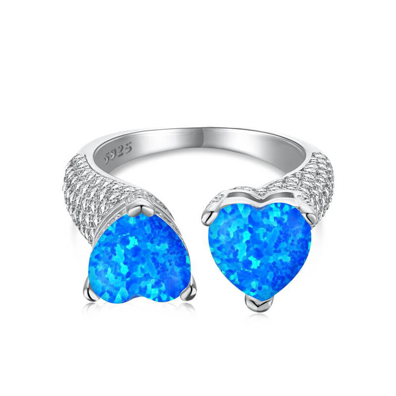 Heart Opal Sterling Silver Adjustable Ring