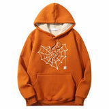 Heart Spiderweb Pattern Crew Collar Hoodie