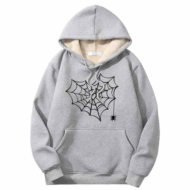 Heart Spiderweb Pattern Crew Collar Hoodie