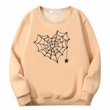 Heart Spiderweb Pattern Crew Collar Sweatshirt