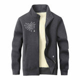 Heart Spiderweb Pattern Stand Collar Zip Cardigan