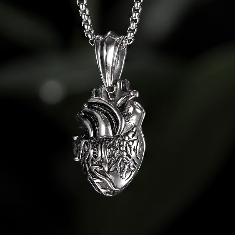 Heart Stainless Steel Open Necklace 01 Silver | Gthic.com