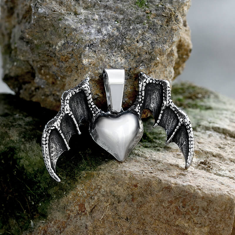 Heart With Wings Stainless Steel Pendant | Gthic.com