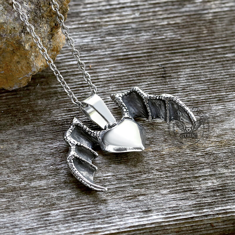 Heart With Wings Stainless Steel Pendant | Gthic.com