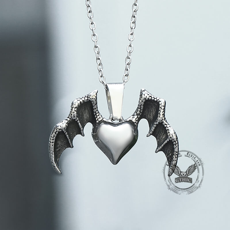 Heart With Wings Stainless Steel Pendant | Gthic.com