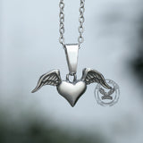 Heart With Wings Stainless Steel Pendant