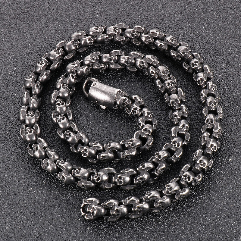 Heavy Skull Link Chain Stainless Steel Necklace | Gthic.com