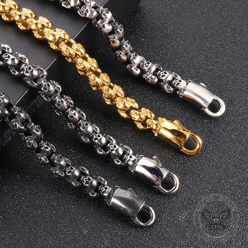 Heavy Skull Link Chain Stainless Steel Necklace