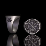 Helm of Awe Valknut Sterling Silver Viking Ring 01 | Gthic.com
