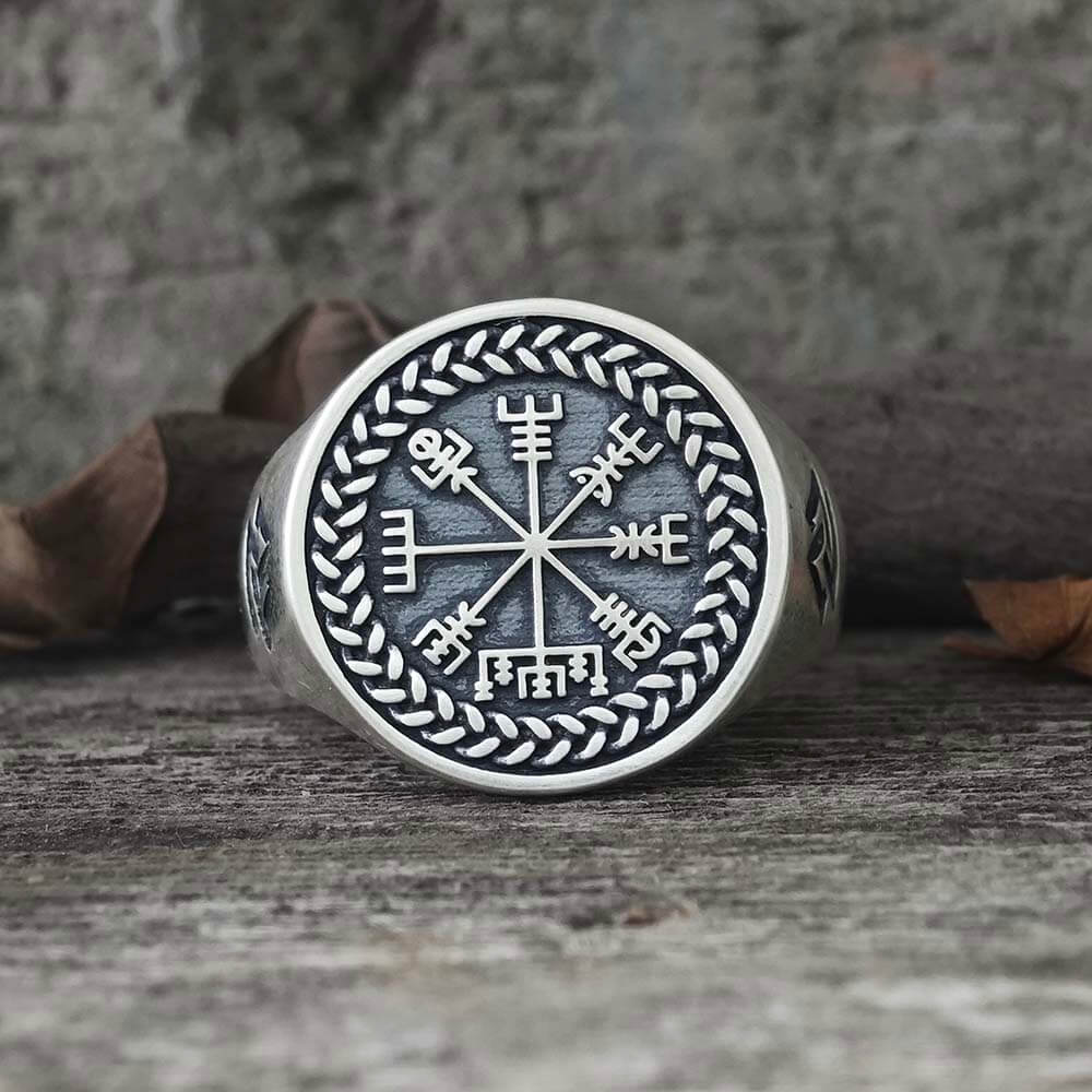 Helm of Awe Valknut Sterling Silver Viking Ring  | Gthic.com