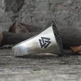 Helm of Awe Valknut Sterling Silver Viking Ring